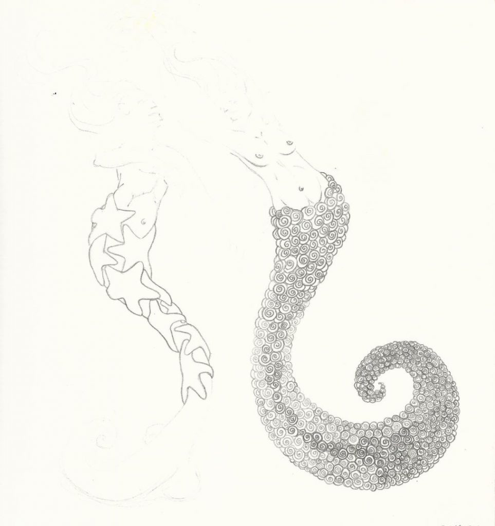 Der Tanz der Meerjungleut - Zeichnung (Atelier am See, 01-2016)