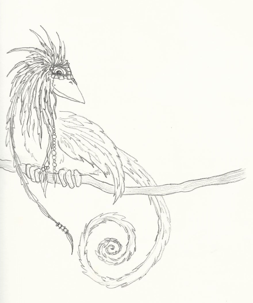 Indianervogel - Zeichnung (Atelier am See, 03-2015)